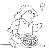 coloriage l ours paddington joue au tennis